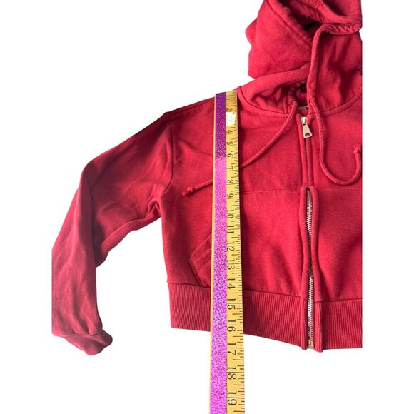 Disney Winnie the Pooh Cropped Zip-Up Hoodie Sweatshirt – Size Small Red Graphic - Picture 5 of 7